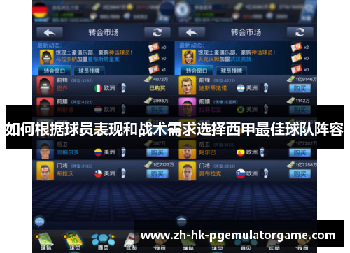 如何根据球员表现和战术需求选择西甲最佳球队阵容 如何根据球员表现和战术需求选择西甲最佳球队阵容
